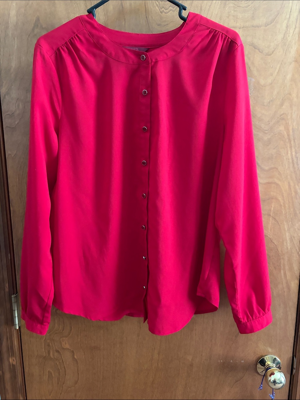 212 Collection Red Button-Down Long-Sleeve Blouse